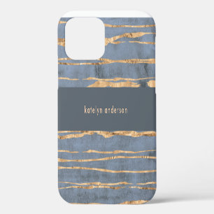 Messy Gold Line Blue Periwinkle Professional iPhone 12 Case