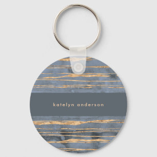 Messy Gold Line   Blue Periwinkle   Professional Key Ring