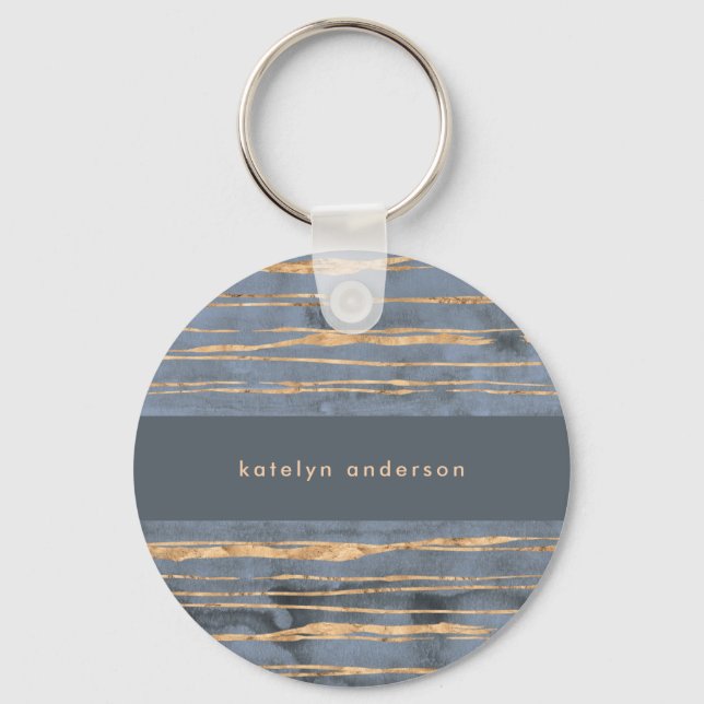 Messy Gold Line | Blue Periwinkle | Professional Key Ring (Front)
