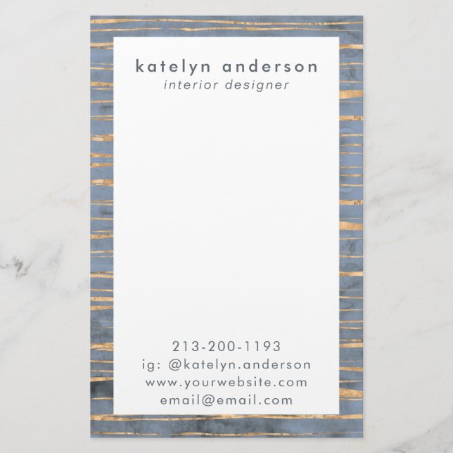 Messy Gold Line | Blue Periwinkle | Professional Stationery (Front)