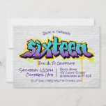 Messy Graffiti Sixteenth Invitation<br><div class="desc">A messy graffiti invitation fit for a 16 year old.</div>