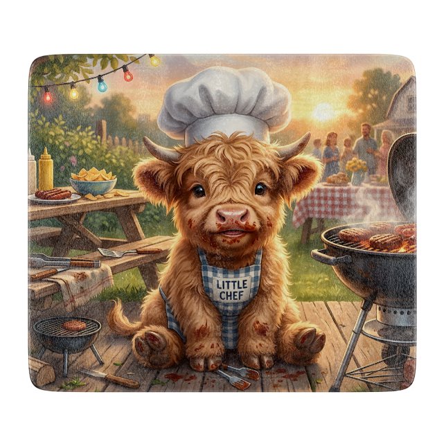 Messy Grilling Highland cow Cutting Board (Front)
