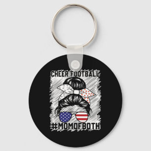 Messy Hair Bun Cheer Footll Cheerleading Mum Of Bo Key Ring