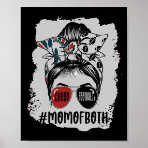Messy Hair Bun Cheer Footll Cheerleading Mum Of Bo Poster