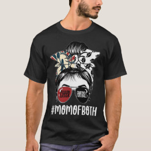 Messy Hair Bun Cheer Footll Cheerleading Mum Of Bo T-Shirt