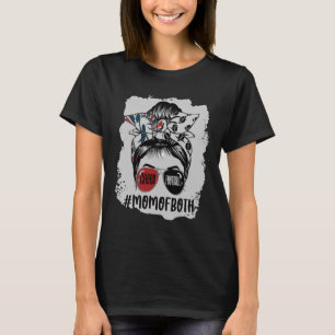 Messy Hair Bun Cheer Footll Cheerleading Mum Of Bo T-Shirt