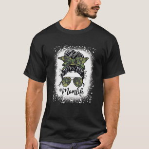 Messy Hair Bun Mum Life Camouflage Mother's Day T-Shirt