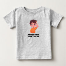 Messy Hair Don't Care Funny Kids Shirt CuteT-Shirt
