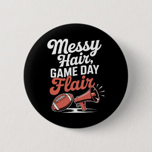 Messy Hair Flair Cheer Footll Cheerleading Mum Of 6 Cm Round Badge