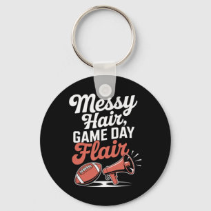 Messy Hair Flair Cheer Footll Cheerleading Mum Of  Key Ring