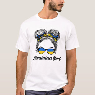 Messy Hair Sunglasses Ukrainian Girl Ukraine Pride T-Shirt