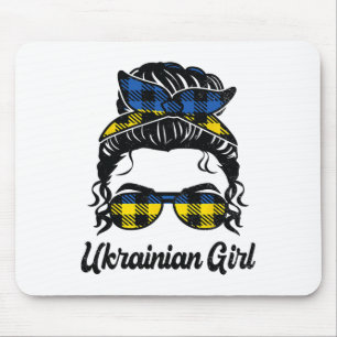 Messy Hair Sungles Ukrainian Girl Ukraine Pride Pa Mouse Pad