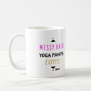 Messy Hair Yoga Pants Coffee Personalised Chic Mug
