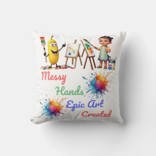 Messy Hands Epic Art Celebrate World Art Day Cushion