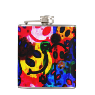 Messy Happy Faces Hip Flask