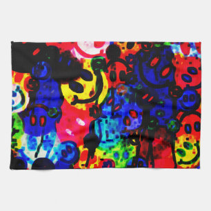 Messy Happy Faces Tea Towel
