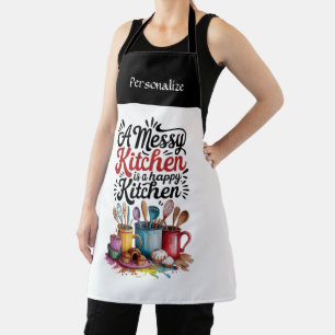 Messy Kitchen Happy Kitchen Funny Quote Humor Name Apron