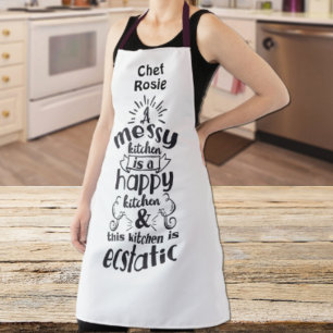 Messy Kitchen is Happy and Ecstatic Customisable Apron