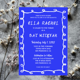 Messy Loops Hand Drawn Custom Bar Bat Mitzvah Invitation