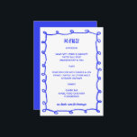 Messy Loops Hand Drawn Custom Bar Bat Mitzvah Menu<br><div class="desc">Perfect menu card for a bat mitzvah, bar mitzvah or other Jewish celebration! Hand made messy brushstroke loops frame for you on the front side! FULLY CUSTOMIZABLE! Click on “Personalise” above to edit the text. Click "edit using design tool" to adjust the fonts, colours and placements and to delete the...</div>