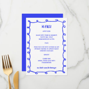 Messy Loops Hand Drawn Custom Bar Bat Mitzvah Menu