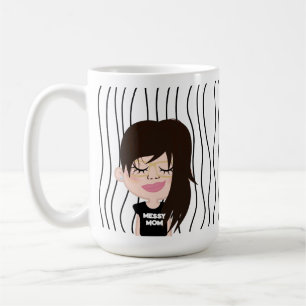 MESSY MOM Funny Face(s) Striped Mother’s Day Mug