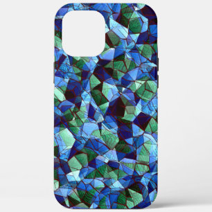 Messy of green and blue irregular mosaic overlaid iPhone 12 pro max case