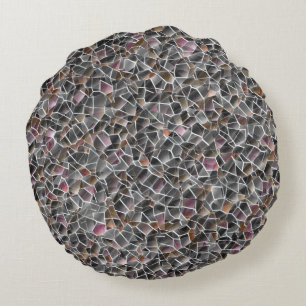 Messy of rough salmon and grey irregular mosaic th round cushion