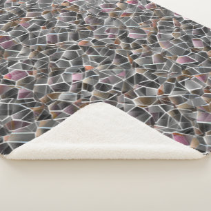 Messy of rough salmon and grey irregular mosaic th sherpa blanket