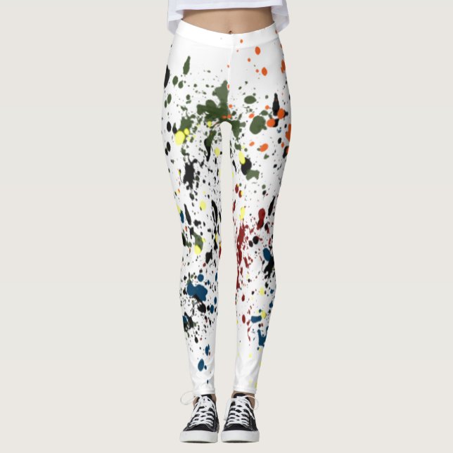 Messy Paint Splatters Modern Abstract for Artists Leggings (Front)