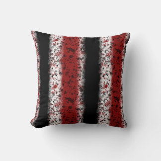 Messy Painted Stripes, Red, Black and White Cushion