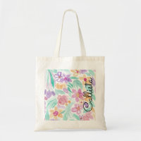 Messy Pink Orange Floral Watercolor Monogram