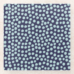 Messy polka dots, trendy ink pattern. glass coaster