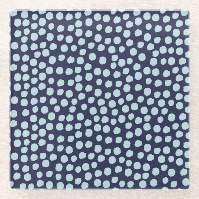 Messy polka dots, trendy ink pattern. glass coaster (Front)