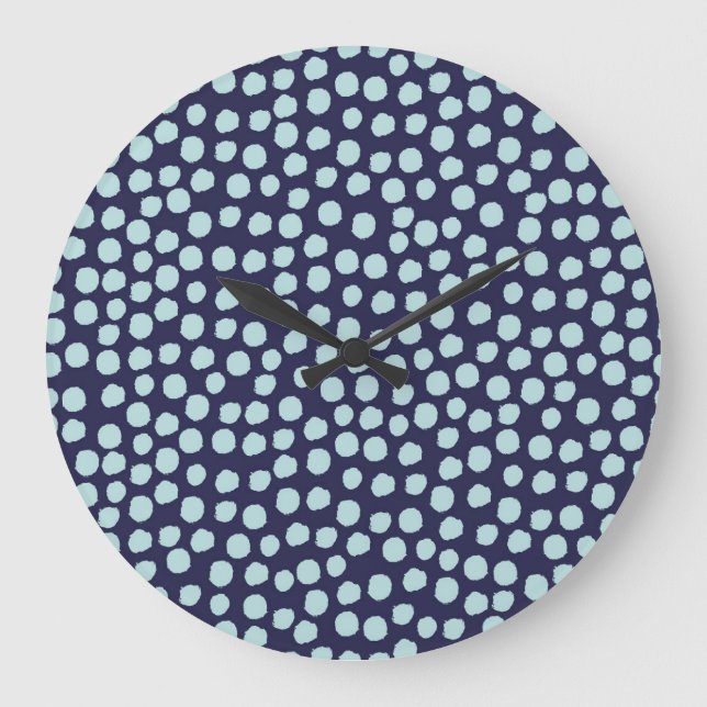 Messy polka dots, trendy ink pattern. large clock (Front)