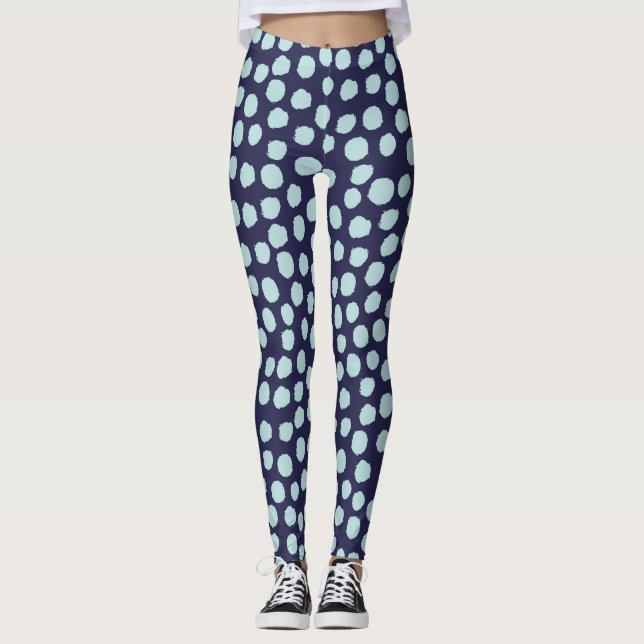 Messy polka dots, trendy ink pattern. leggings (Front)