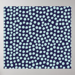 Messy polka dots, trendy ink pattern. poster
