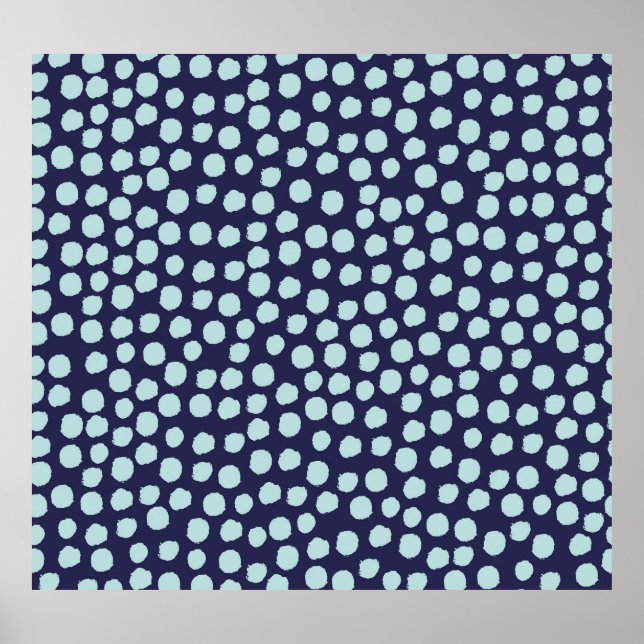 Messy polka dots, trendy ink pattern. poster (Front)