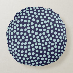 Messy polka dots, trendy ink pattern. round cushion