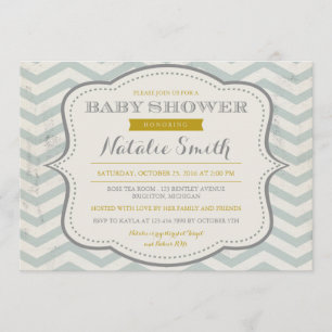 Messy Teal Grey and Gold Baby Shower Invite