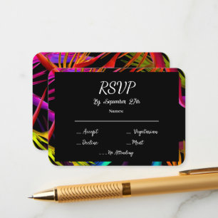 Messy Tropical Garden Black RSVP Enclosure Card