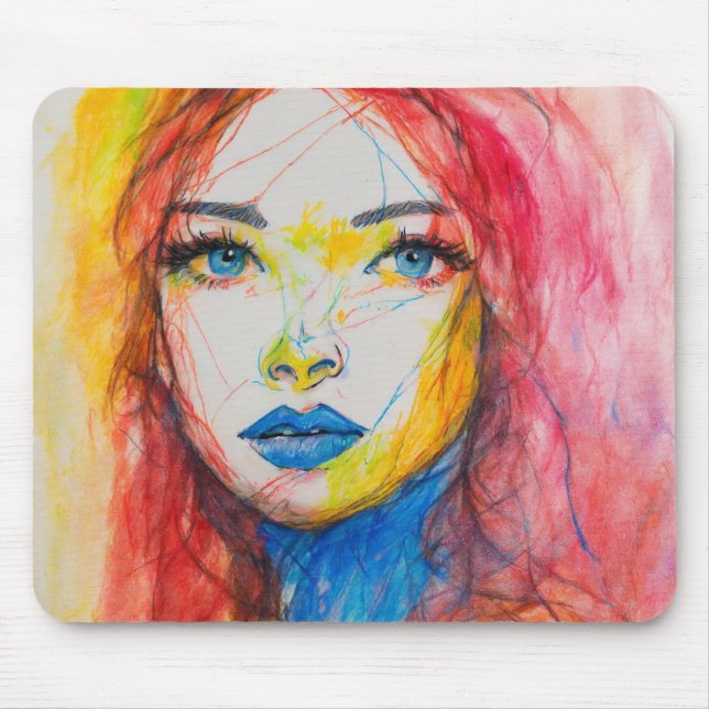 messy ugly colourful crayon drawing MOUSEPAD (Front)