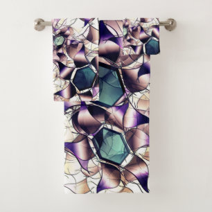 Messy virtual flower in gradient tones bath towel set