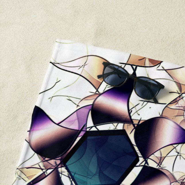 Messy virtual flower in gradient tones beach towel (In Situ)