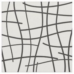 Messy Wavy Black and White Crisscross Lines Fabric