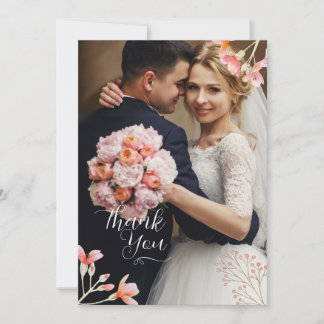 Messy Wildflowers Wedding Flat Thank You Card