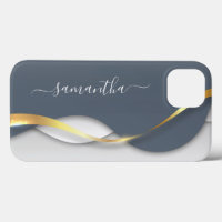 Metal 3-D look Calligraphy Gold Monogram Wave