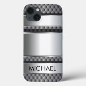 Metal 3D look Silver steel  Monogram   Case-Mate iPhone Case (Back)