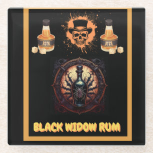 Metal Advertising Sign For Black Widow Rum Glass Coaster