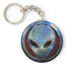 Metal Alien Head 03 Keychain